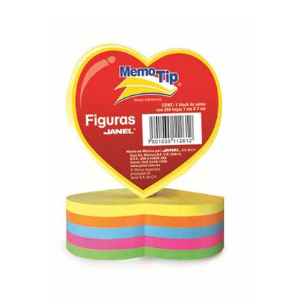 JANEL - NOTAS ADHESIVAS JANEL MEMO TIP CORAZON 3X3 C/250