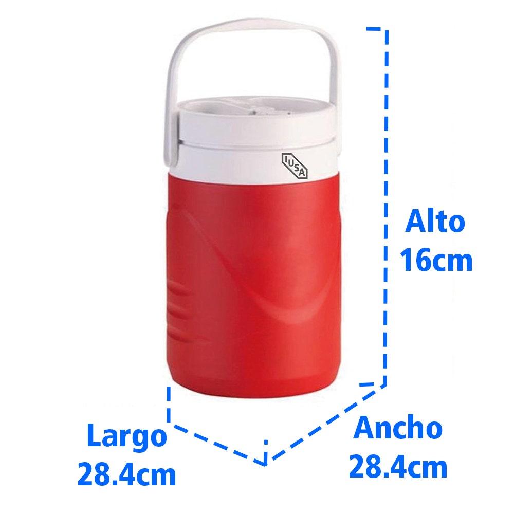 IUSA - Botella para bebidas frías iusa, 1 gal., con asa, color rojo