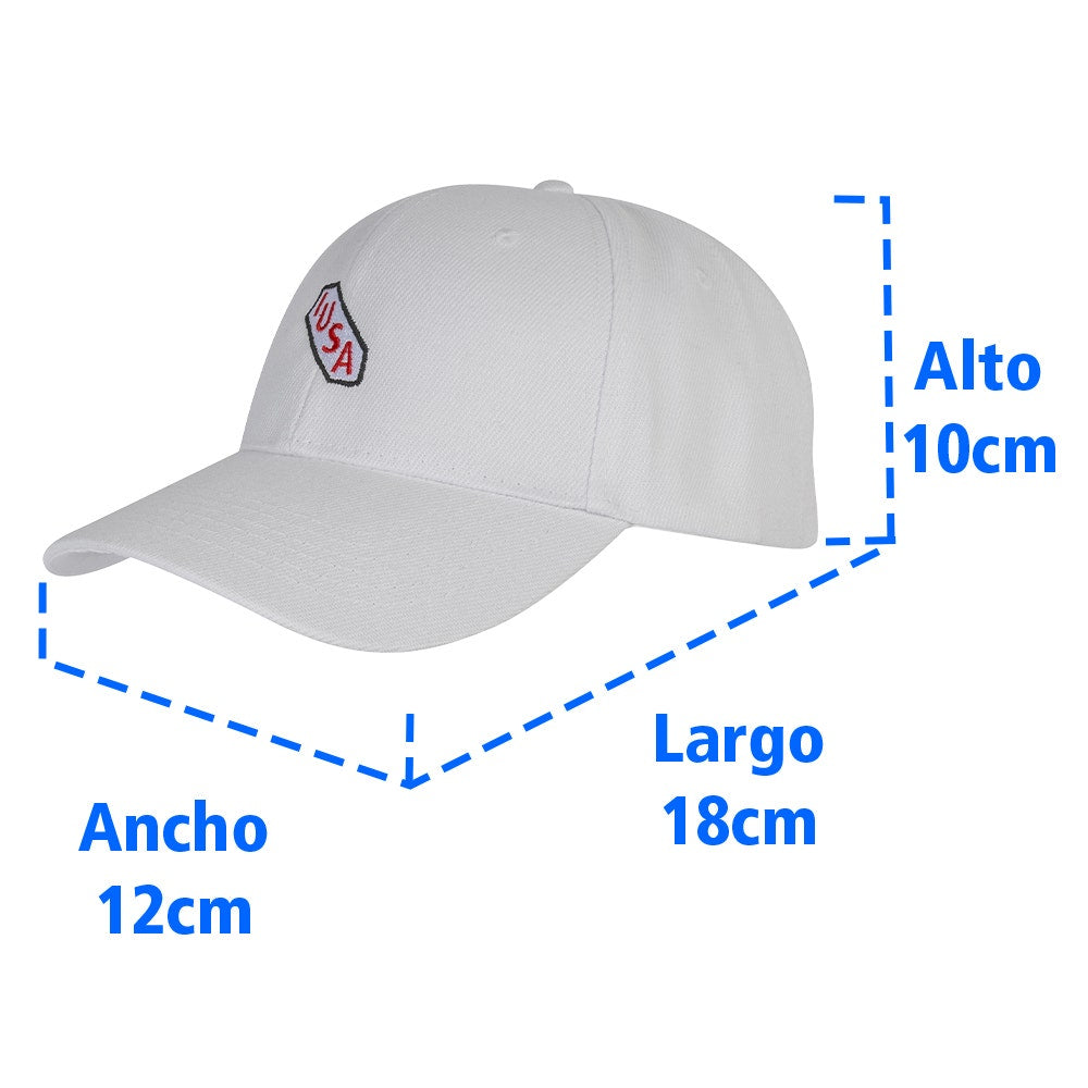 IUSA - Gorra de tela IUSA con broche de velcro blanco