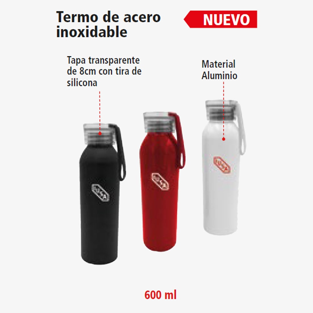 IUSA - Botella para bebidas frías iusa 600 ml con asa roja