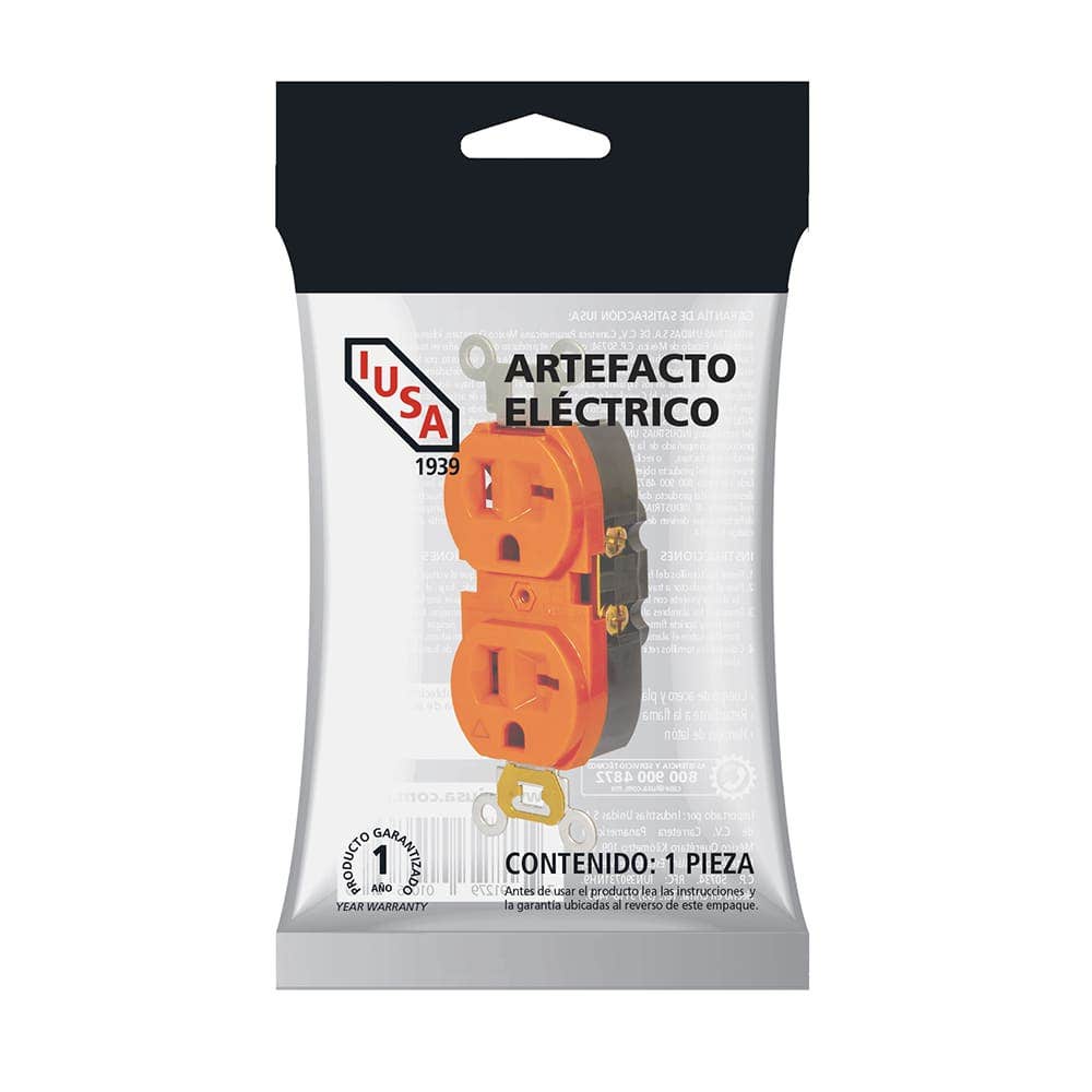 IUSA - Contacto dúplex tierra aislada combinado, 20 a, 250 v, IUSA