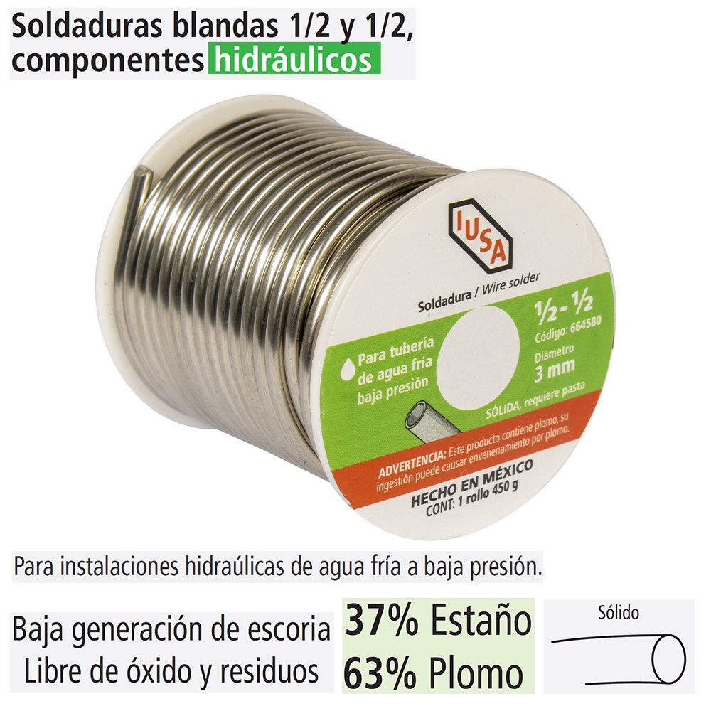 IUSA - Soldadura blanda 1/2 y 1/2 iusa componente hidráulico