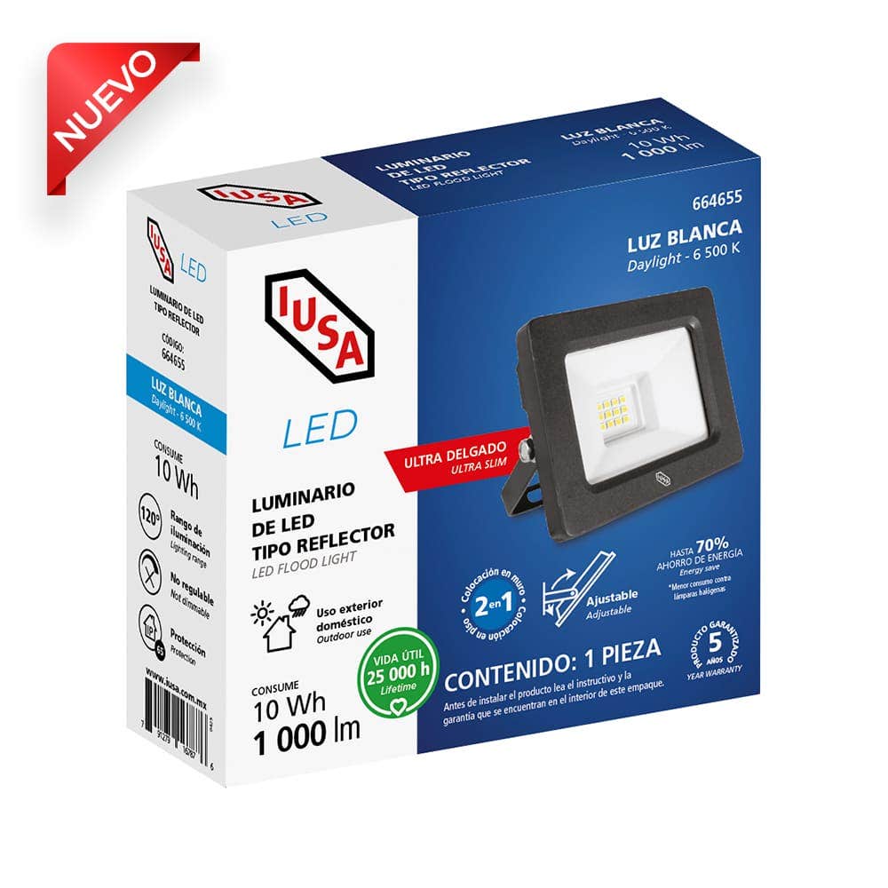 IUSA - Reflector LED Ultra Delgado, IUSA, 10 W, 6,500 K