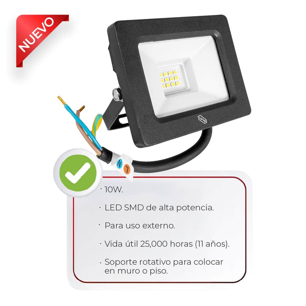 IUSA - Reflector LED Ultra Delgado, IUSA, 10 W, 6,500 K