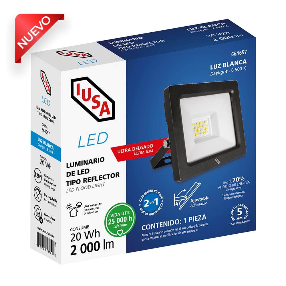 IUSA - Reflector LED Ultra Delgado, IUSA, 20 W, 6,500 K