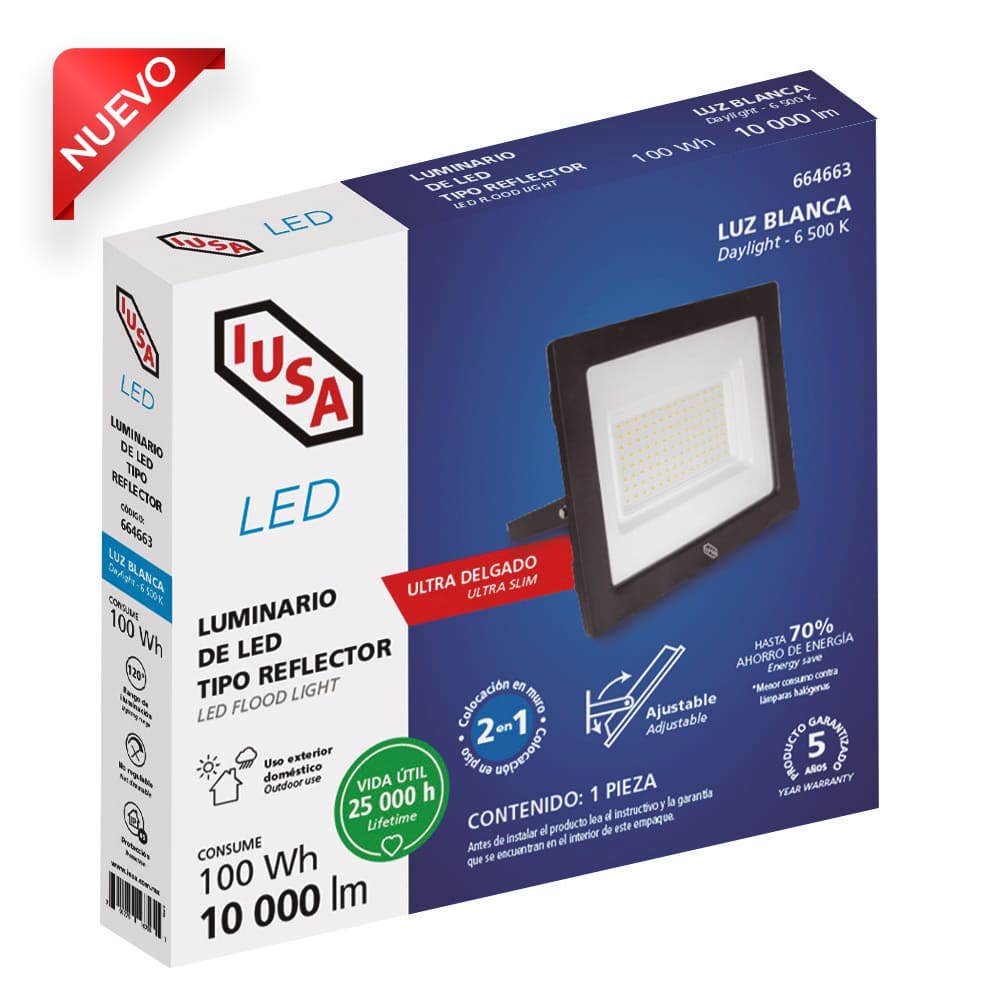 IUSA - Foco LED tipo T blanca 28 W, 2700 lm, IUSA