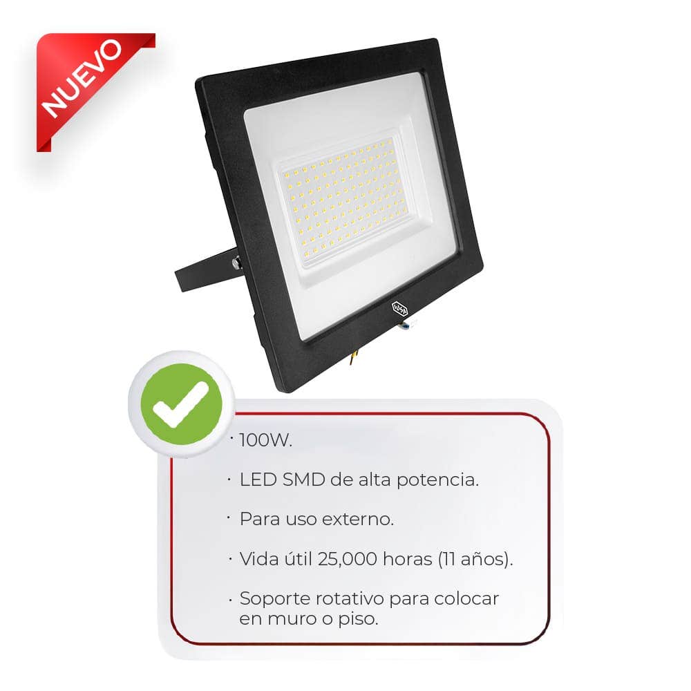 IUSA - Foco LED tipo T blanca 100 W, 10000 lm, IUSA
