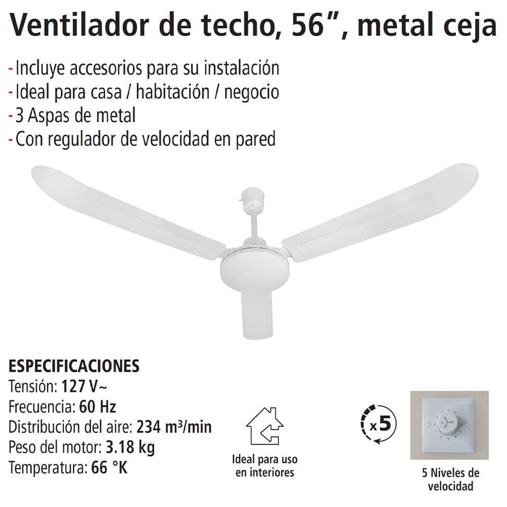 IUSA - Ventilador de techo 56 pulgadas 64w 5 velocidades