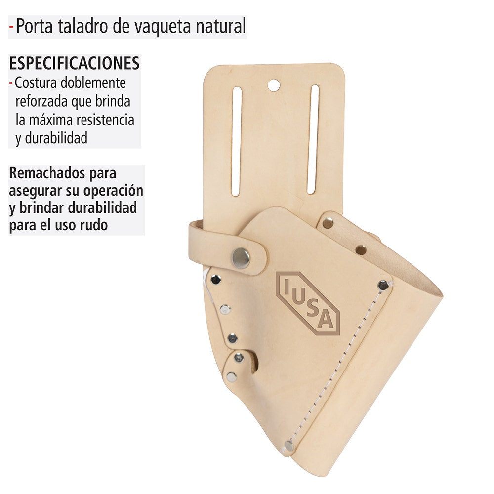 IUSA - Porta Taladro de Vaqueta Natural, Beige, IUSA
