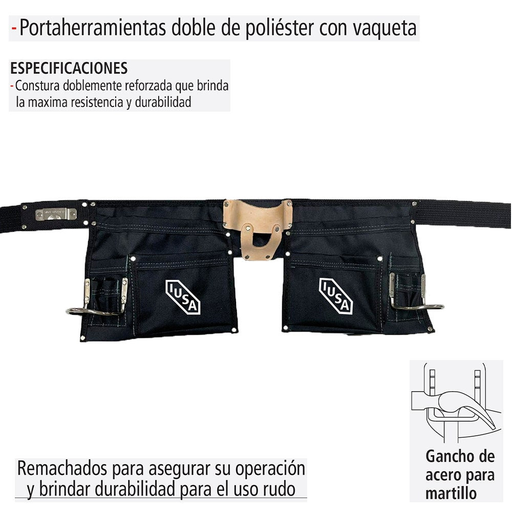 IUSA - Porta Herramientas Doble de Poliéster, 10 Compartimentos, IUSA