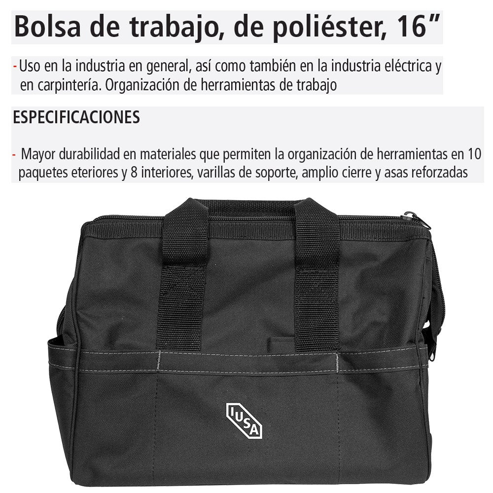 IUSA - Bolsa de Trabajo, de Poliéster, 16”, IUSA