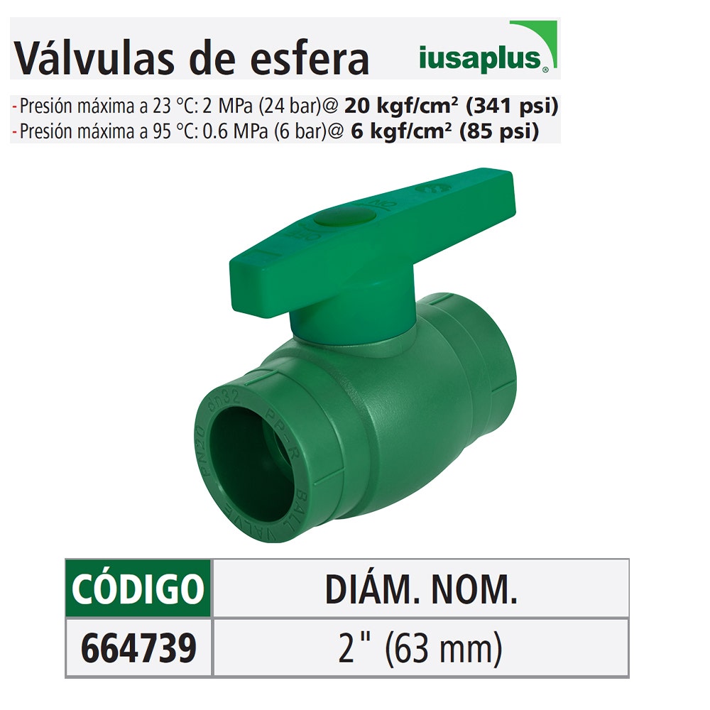 IUSA - Válvula de esfera ppr iusaplus 63 mm