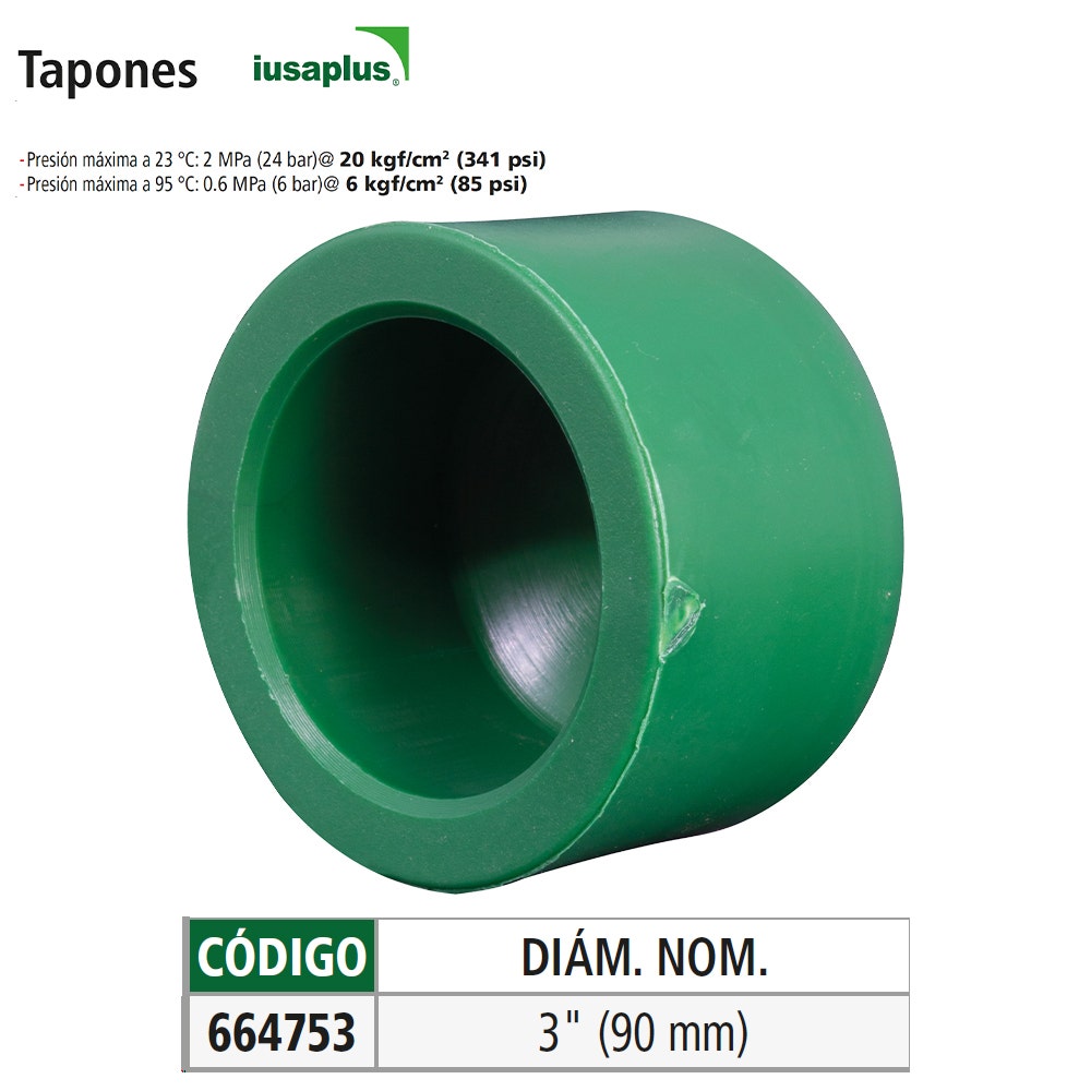 IUSA - Tapón de ppr, iusaplus 90 mm