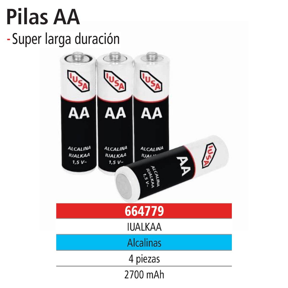 IUSA - Pilas alcalinas aa iusa 4 piezas