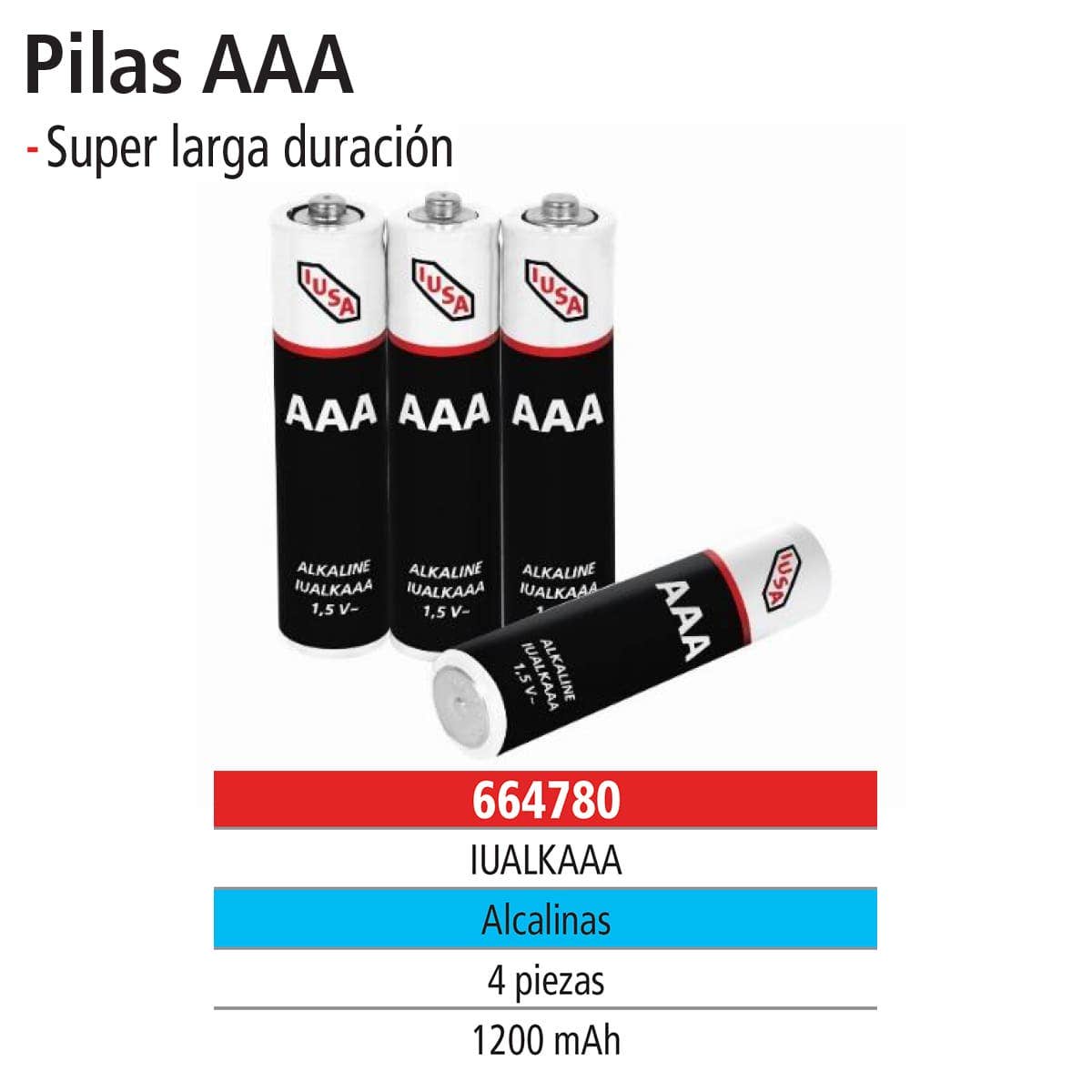 IUSA - Pilas alcalinas aaa iusa 4 piezas