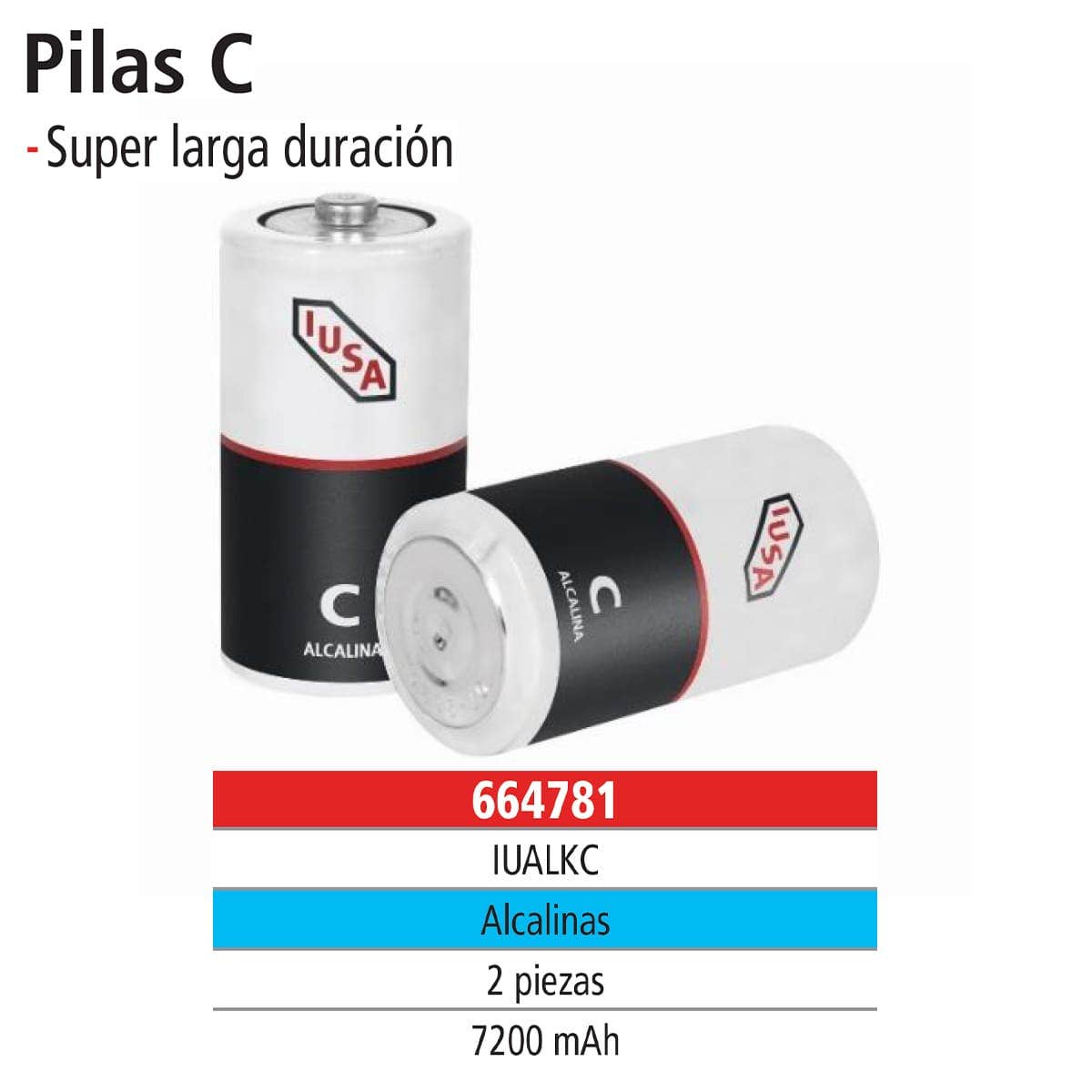 IUSA - Pilas alcalinas tipo C IUSA 2 piezas