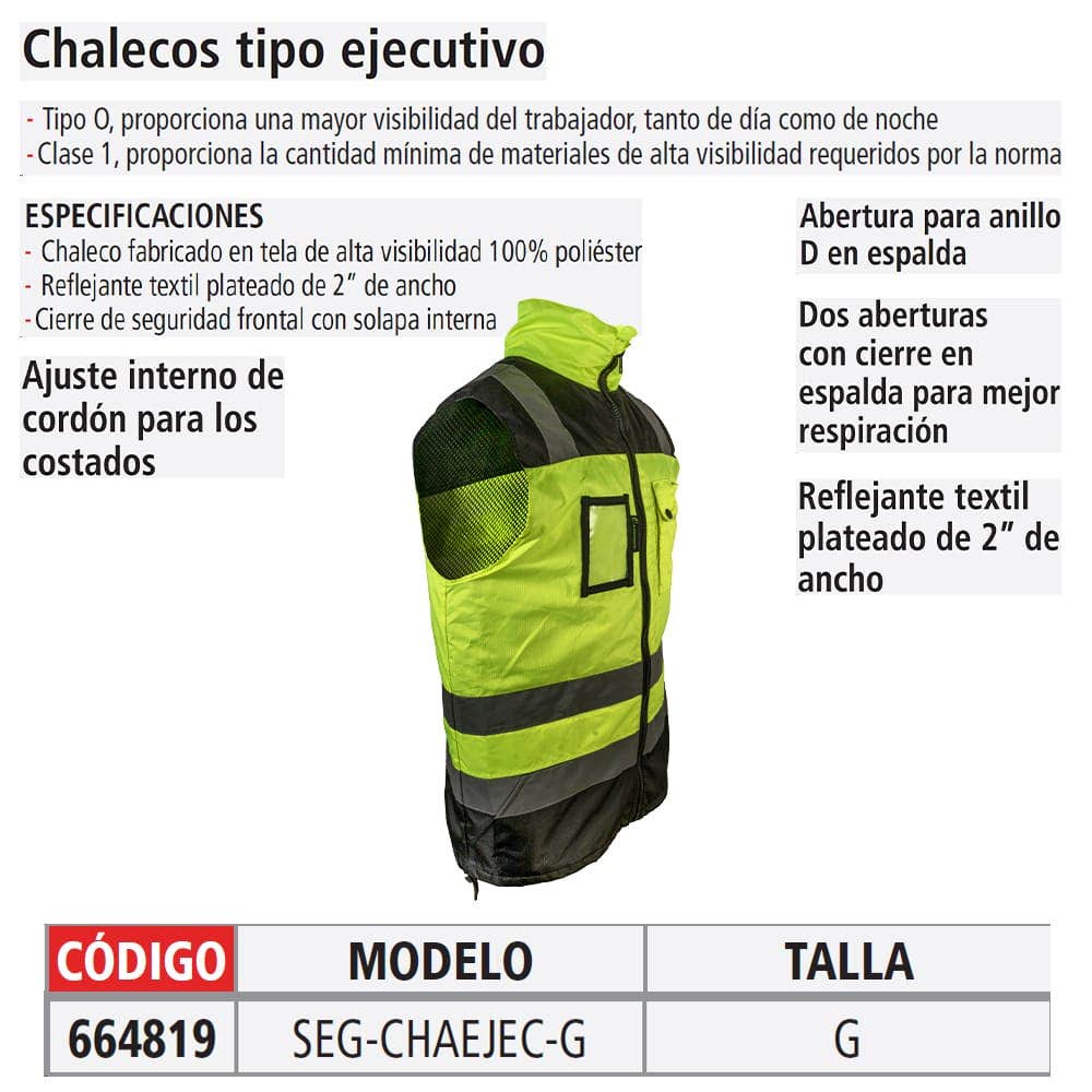 IUSA - Chaleco ejecutivo de alta visibilidad, talla G, IUSA