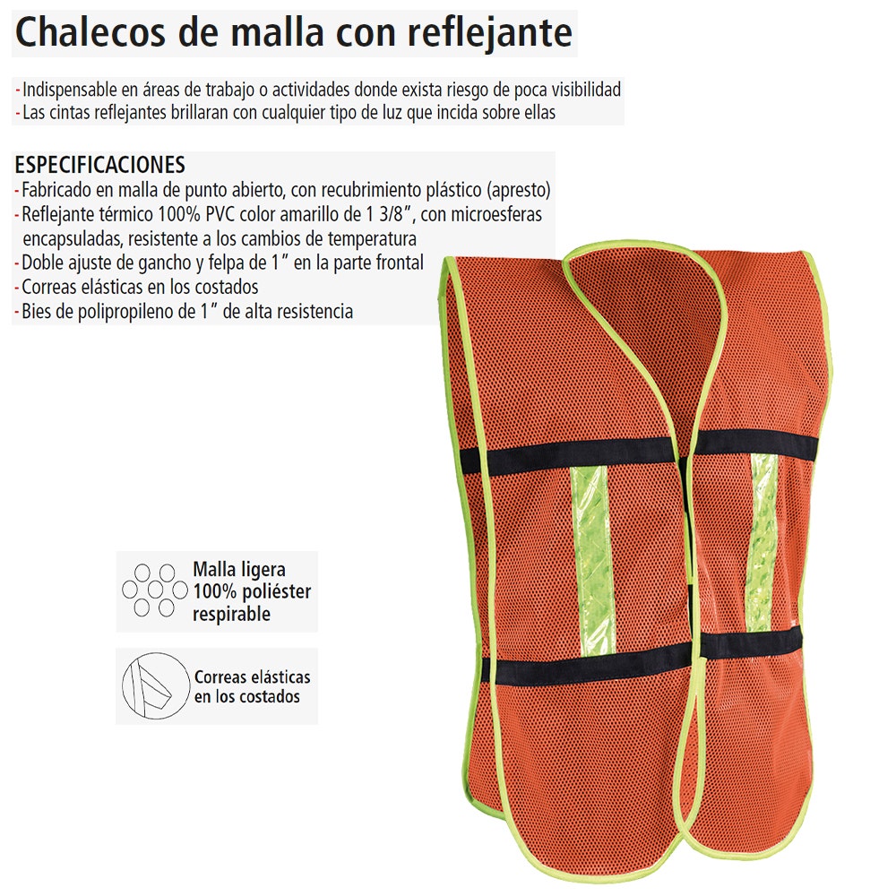IUSA - Chaleco de malla reflejante, anaranjado, IUSA