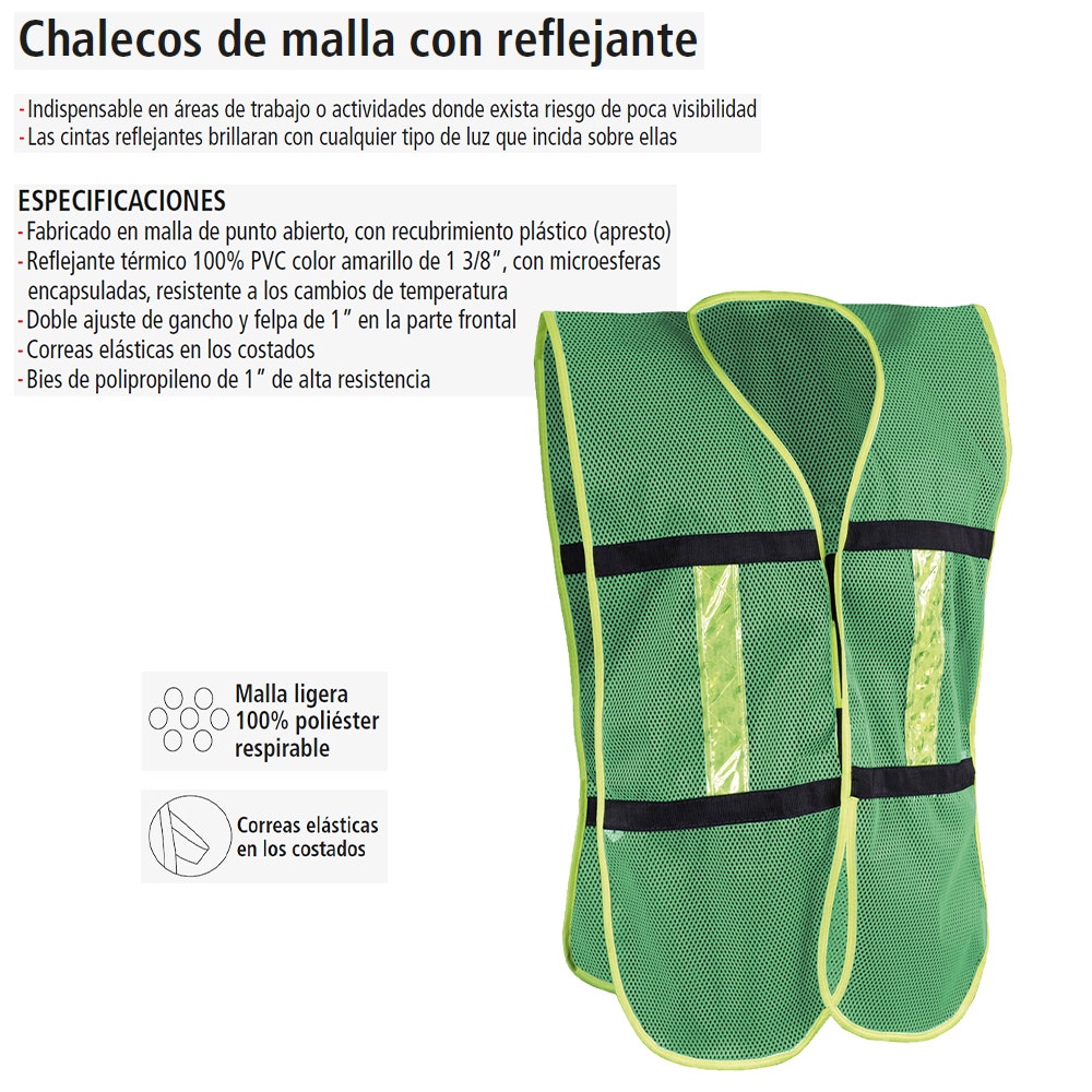 IUSA - Chaleco de malla reflejante, verde, IUSA