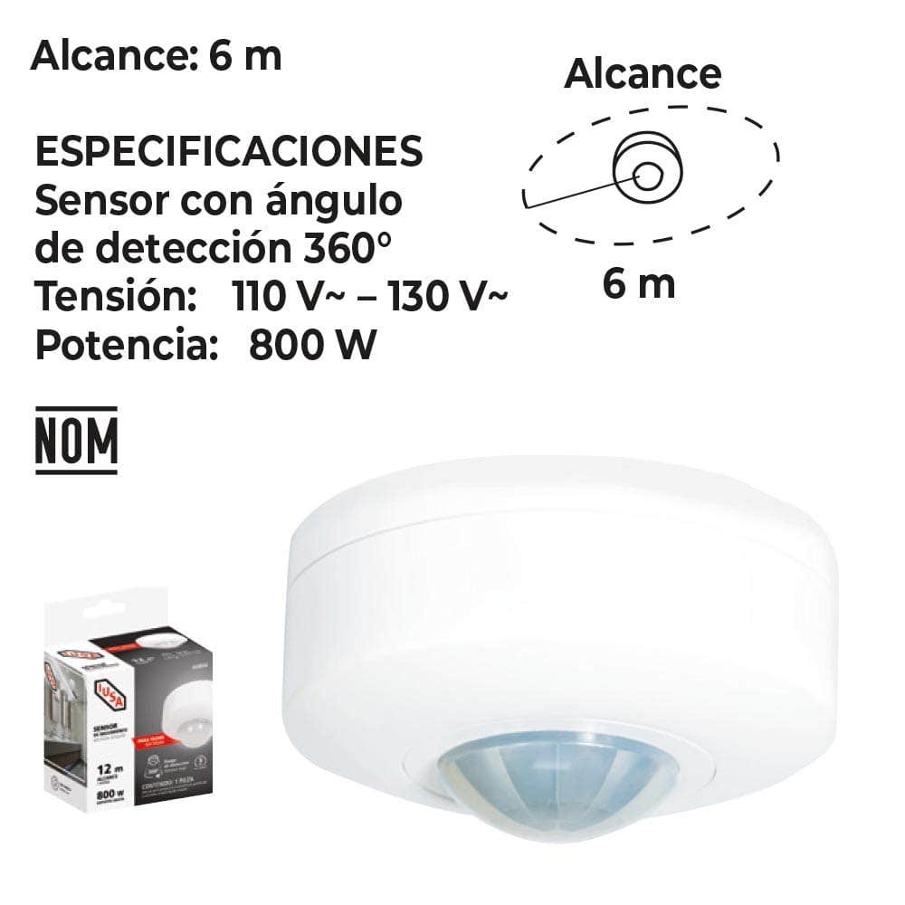 IUSA - Sensor de movimiento para techo 6 m iusa