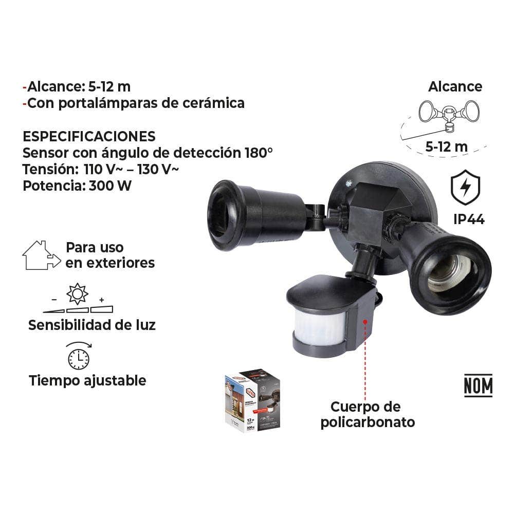 IUSA - Portalámpara con sensor de movimiento IUSA