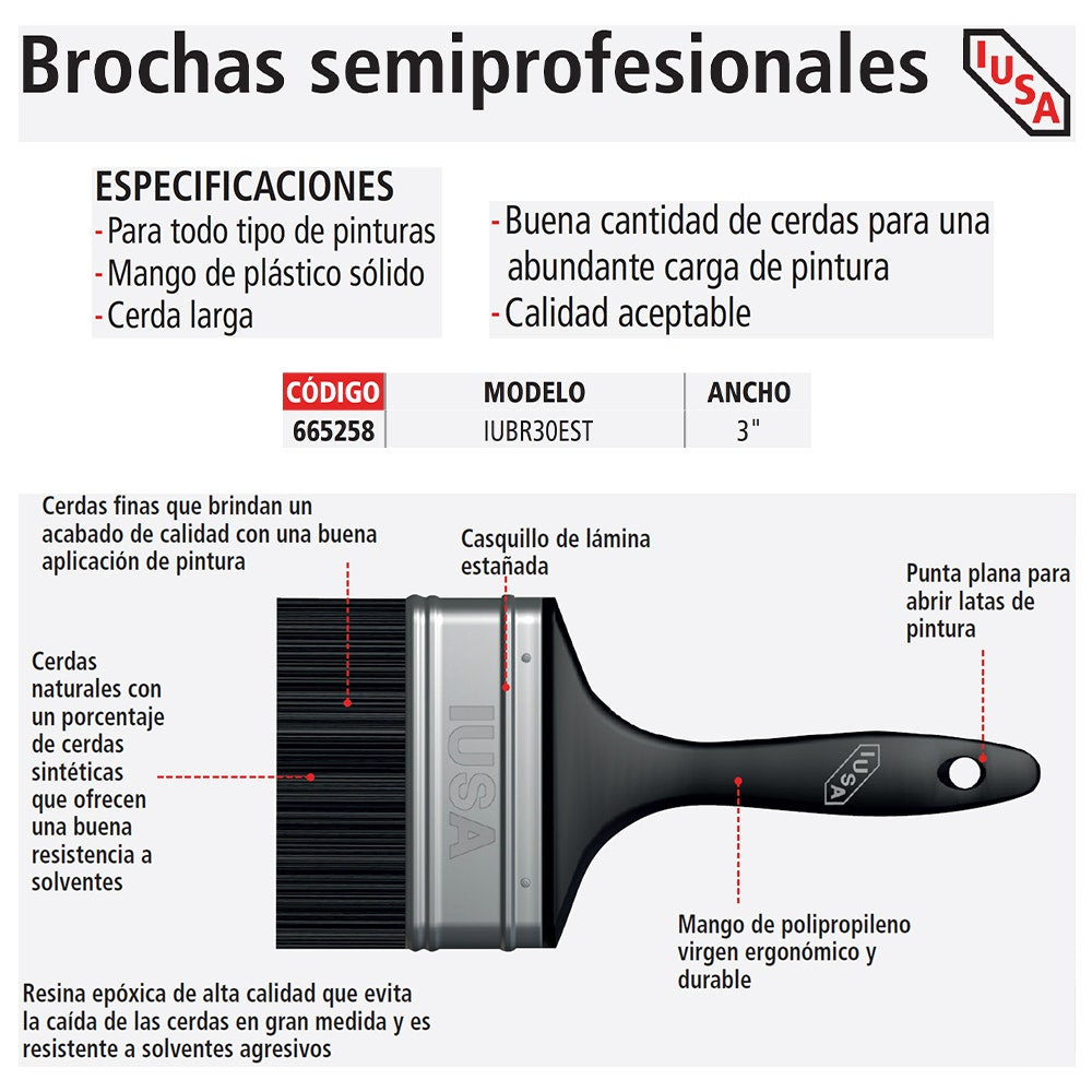 IUSA - Brocha Semi-Profesional, 4", IUSA