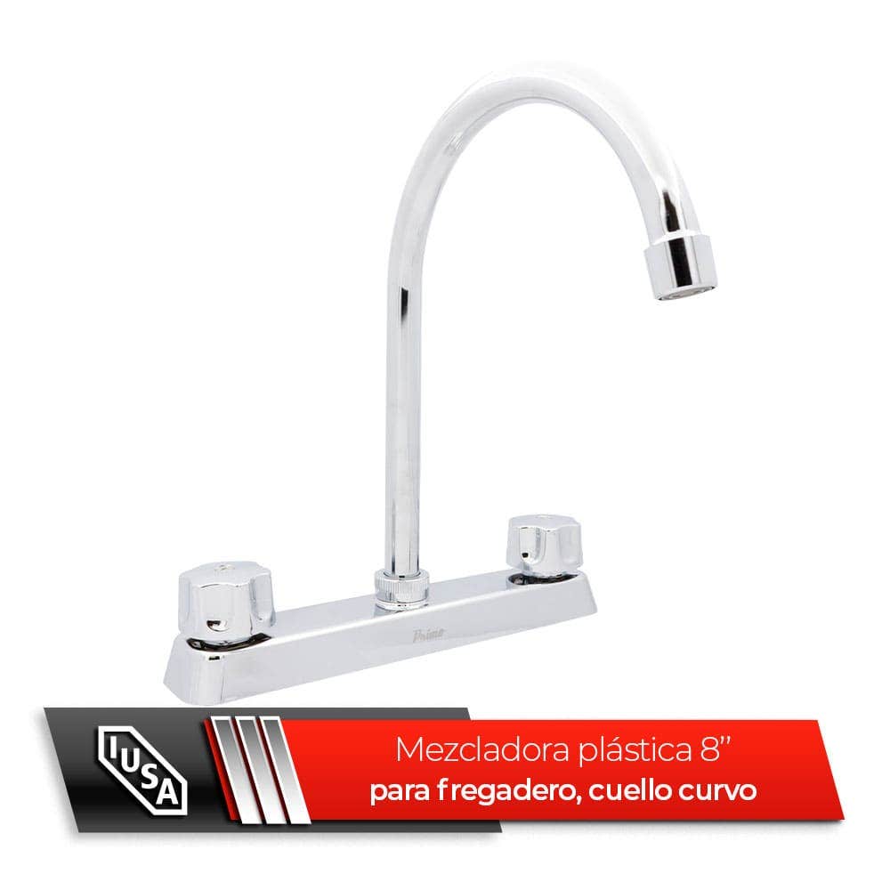 IUSA - Mezcladora ABS para Cocina, Cuello Curvo, Manerales Hexagonales, Primo Basi-k, IUSA