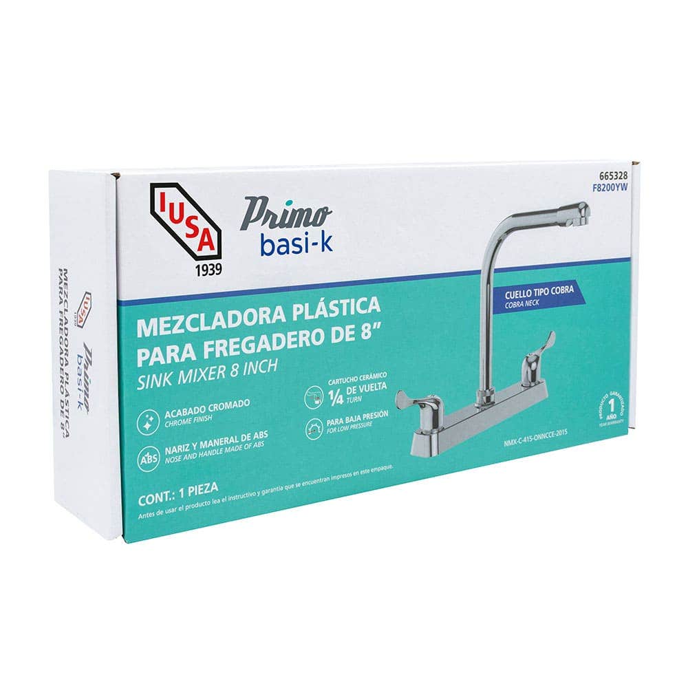IUSA - Mezcladora ABS para Cocina, Cuello Cobra, Manerales de Palanca, Primo Basi-k, IUSA