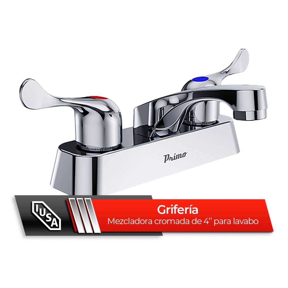 IUSA - Mezcladora de 4” para Lavabo con Manerales de Palanca, Primo Esencial, IUSA