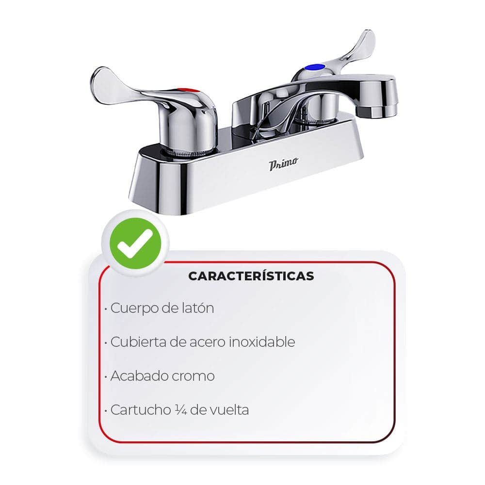 IUSA - Mezcladora de 4” para Lavabo con Manerales de Palanca, Primo Esencial, IUSA