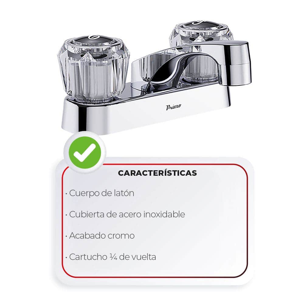 IUSA - Mezcladora de 4” para Lavabo con Manerales Acrílicos, Primo Esencial, IUSA