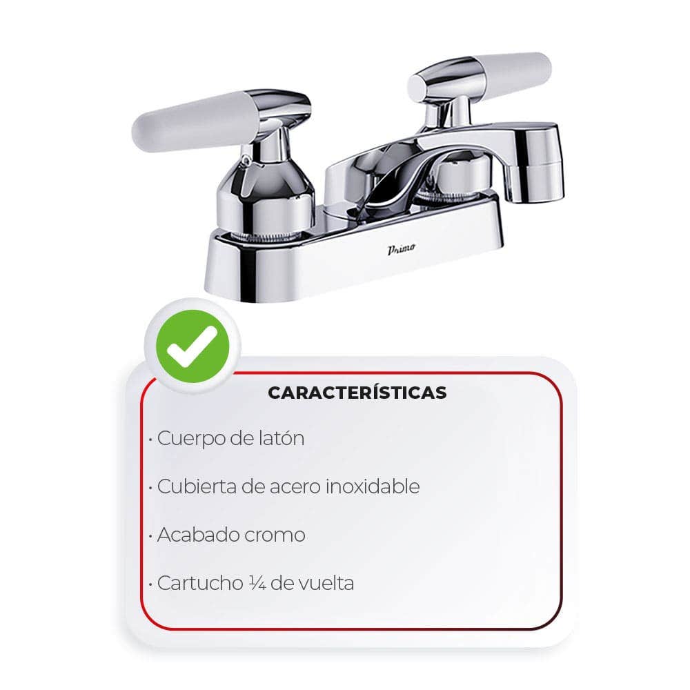 IUSA - Mezcladora de 4” para Lavabo con Manerales Tipo Cono, Primo Esencial, IUSA