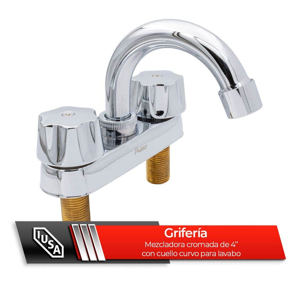 IUSA - Mezcladora de 4” para Lavabo con Manerales Hexagonales, Primo Esencial, IUSA