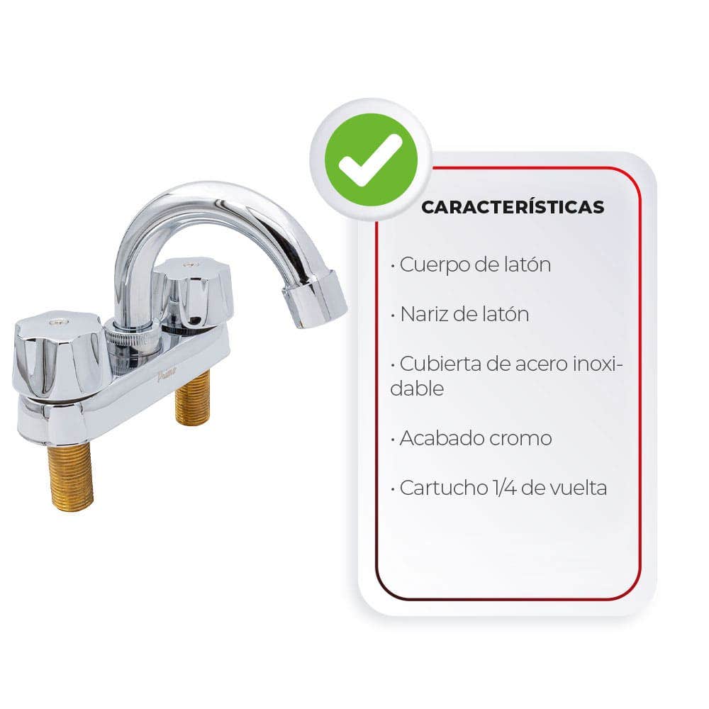 IUSA - Mezcladora de 4” para Lavabo con Manerales Hexagonales, Primo Esencial, IUSA