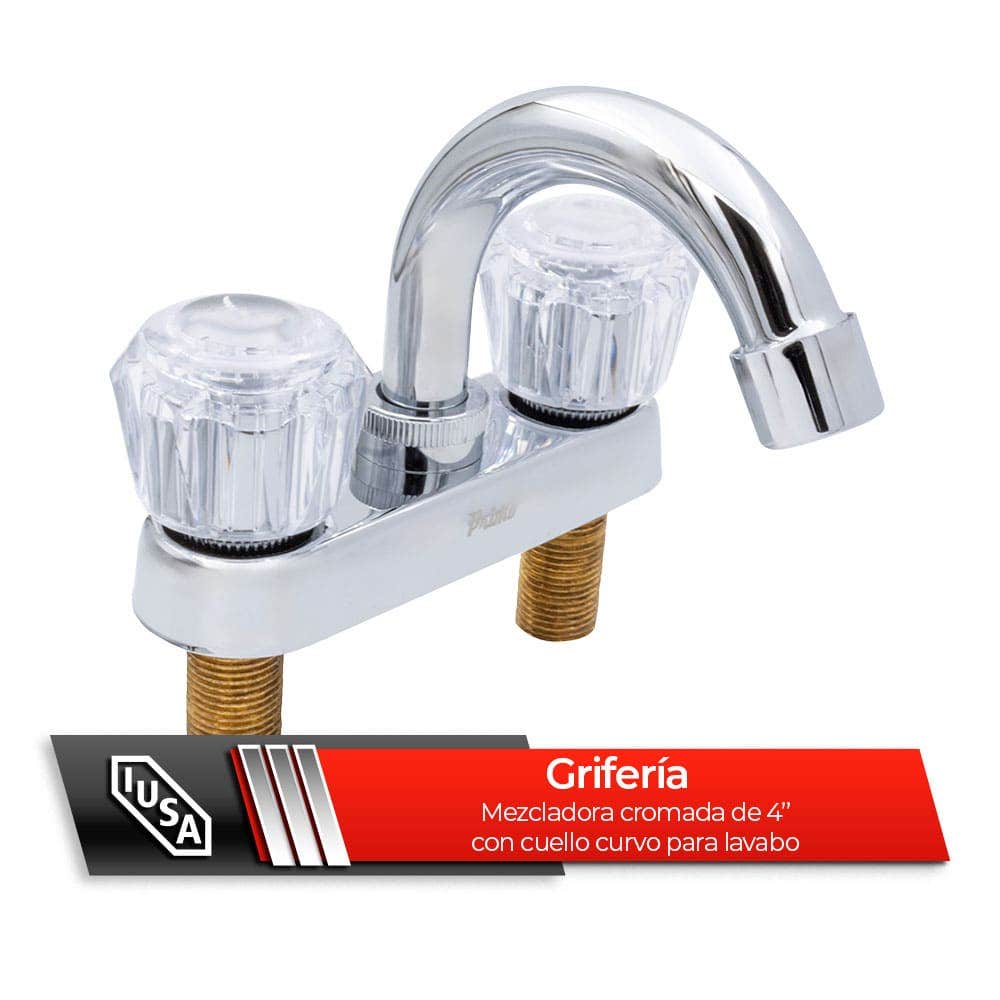 IUSA - Mezcladora de 4” para Lavabo con Manerales de Acrílico, Primo Esencial, IUSA