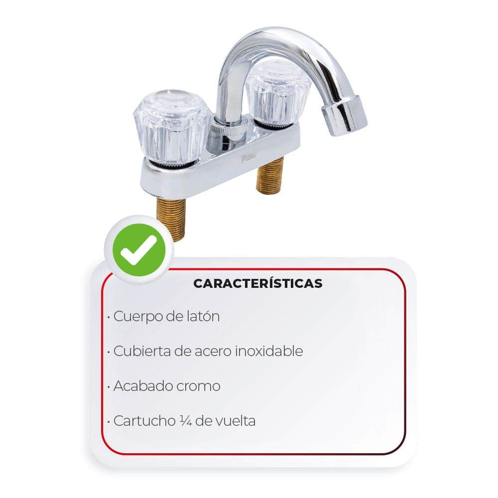 IUSA - Mezcladora de 4” para Lavabo con Manerales de Acrílico, Primo Esencial, IUSA
