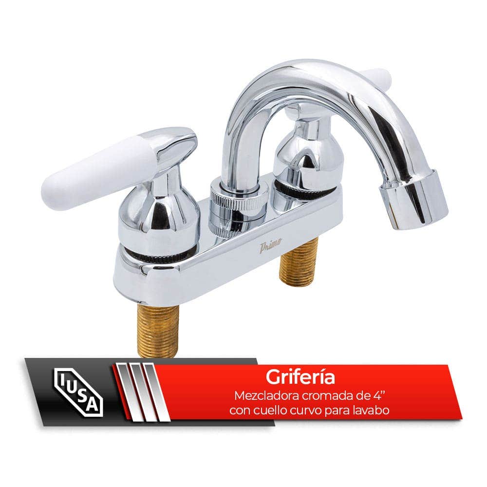 IUSA - Mezcladora de 4” para Lavabo con Manerales Tipo Cono, Primo Esencial, IUSA