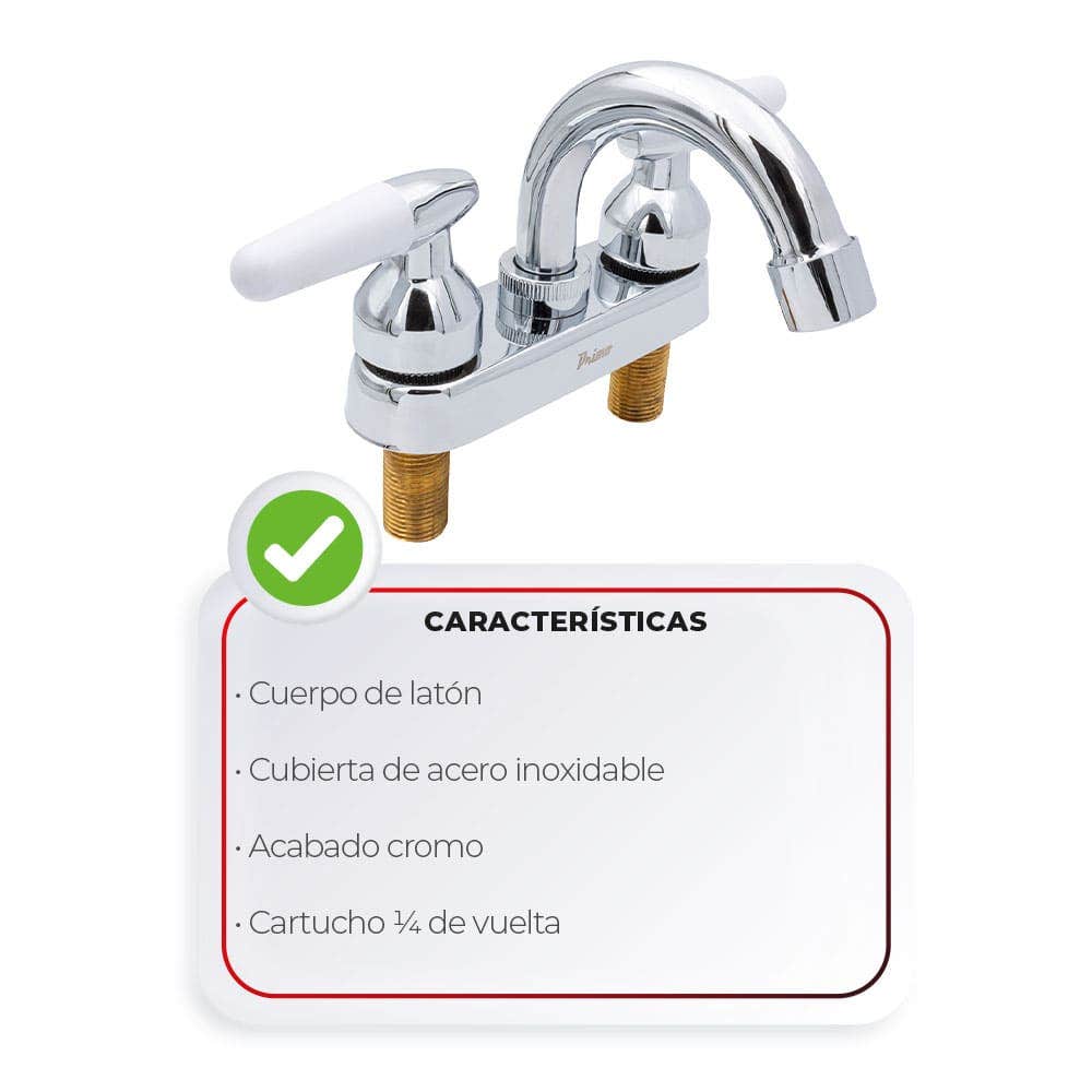 IUSA - Mezcladora de 4” para Lavabo con Manerales Tipo Cono, Primo Esencial, IUSA