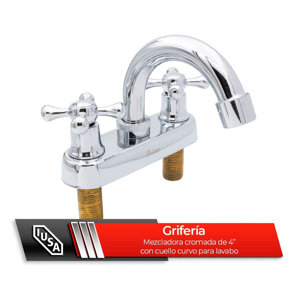 IUSA - Mezcladora de 4” para Lavabo con Manerales de Cruceta, Primo Esencial, IUSA