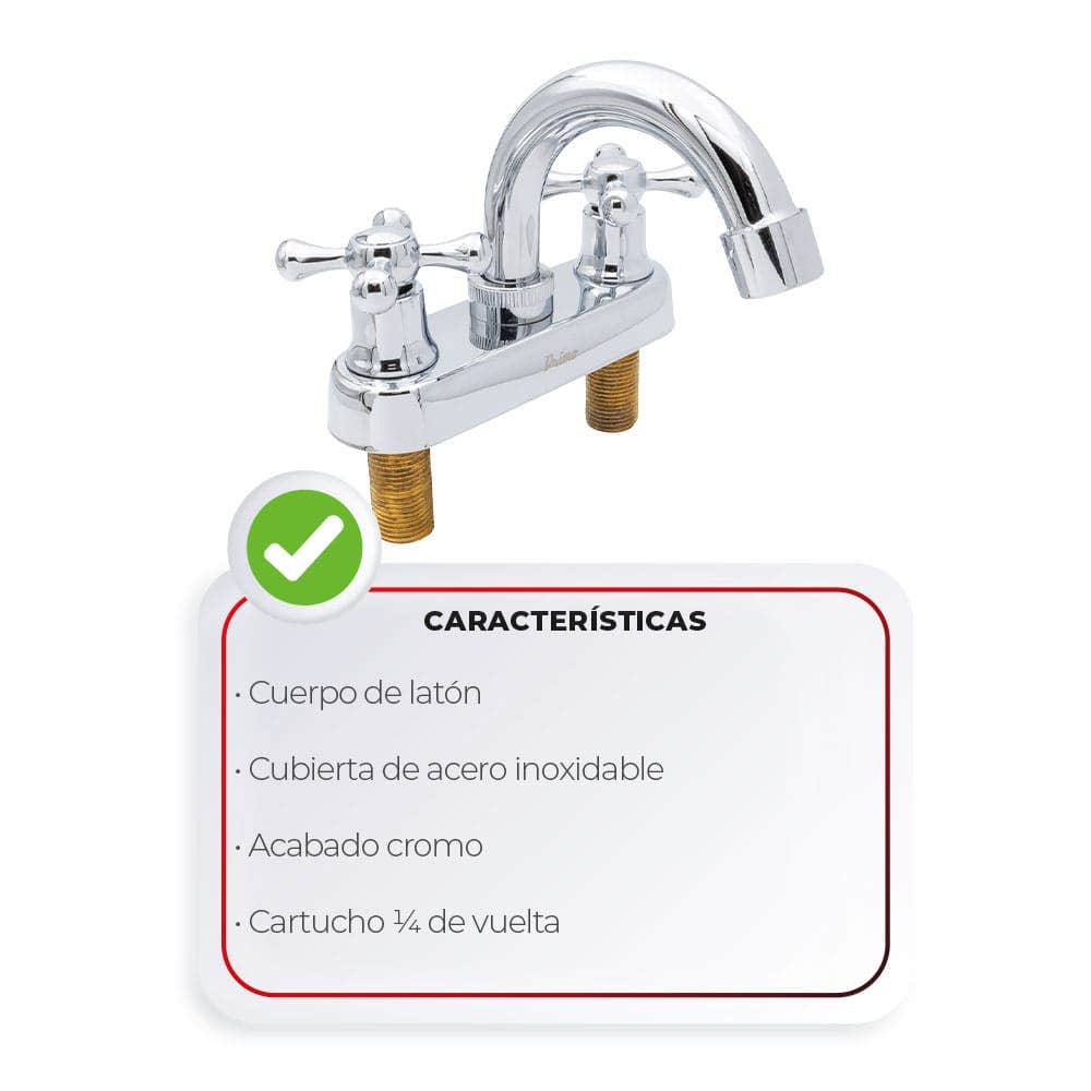 IUSA - Mezcladora de 4” para Lavabo con Manerales de Cruceta, Primo Esencial, IUSA