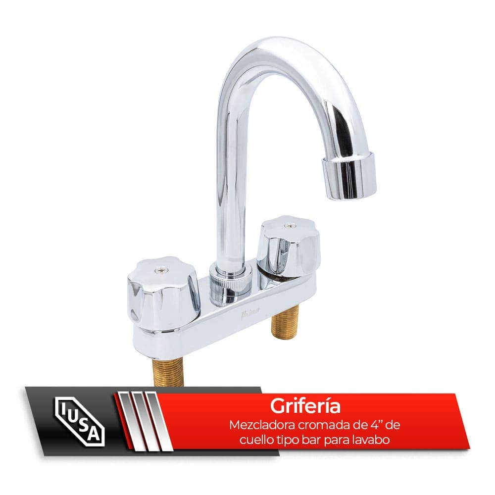 IUSA - Mezcladora de 4” para Lavabo con Manerales Hexagonales, Primo Esencial, IUSA