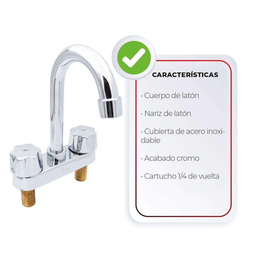 IUSA - Mezcladora de 4” para Lavabo con Manerales Hexagonales, Primo Esencial, IUSA