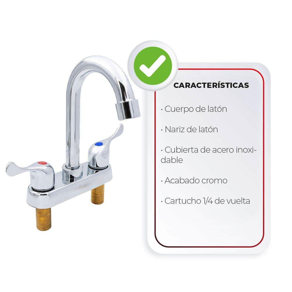 IUSA - Mezcladora de 4” para Lavabo con Manerales de Palanca, Primo Esencial, IUSA