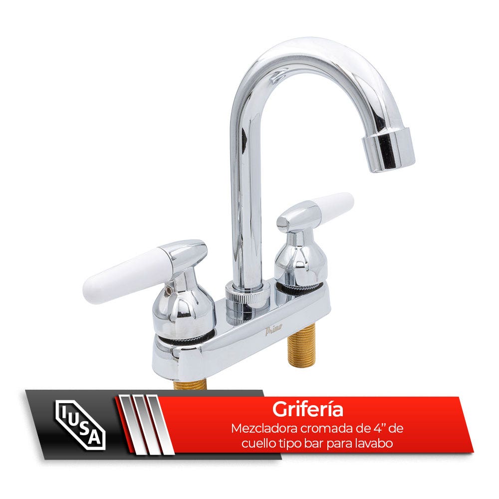 IUSA - Mezcladora de 4” para Lavabo con Manerales Tipo Cono, Primo Esencial, IUSA 