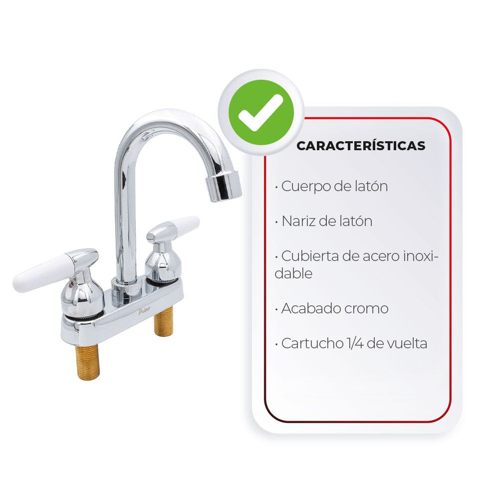 IUSA - Mezcladora de 4” para Lavabo con Manerales Tipo Cono, Primo Esencial, IUSA 