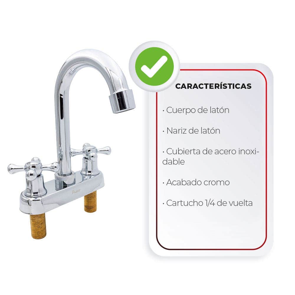 IUSA - Mezcladora de 4” para Lavabo con Manerales de Cruceta, Primo Esencial, IUSA 