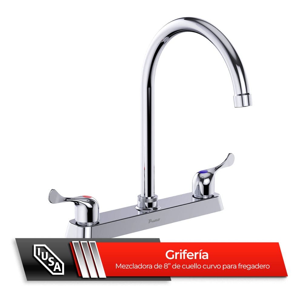 IUSA - Mezcladora de 8” para Cocina con Manerales de Palanca, Primo Esencial, IUSA