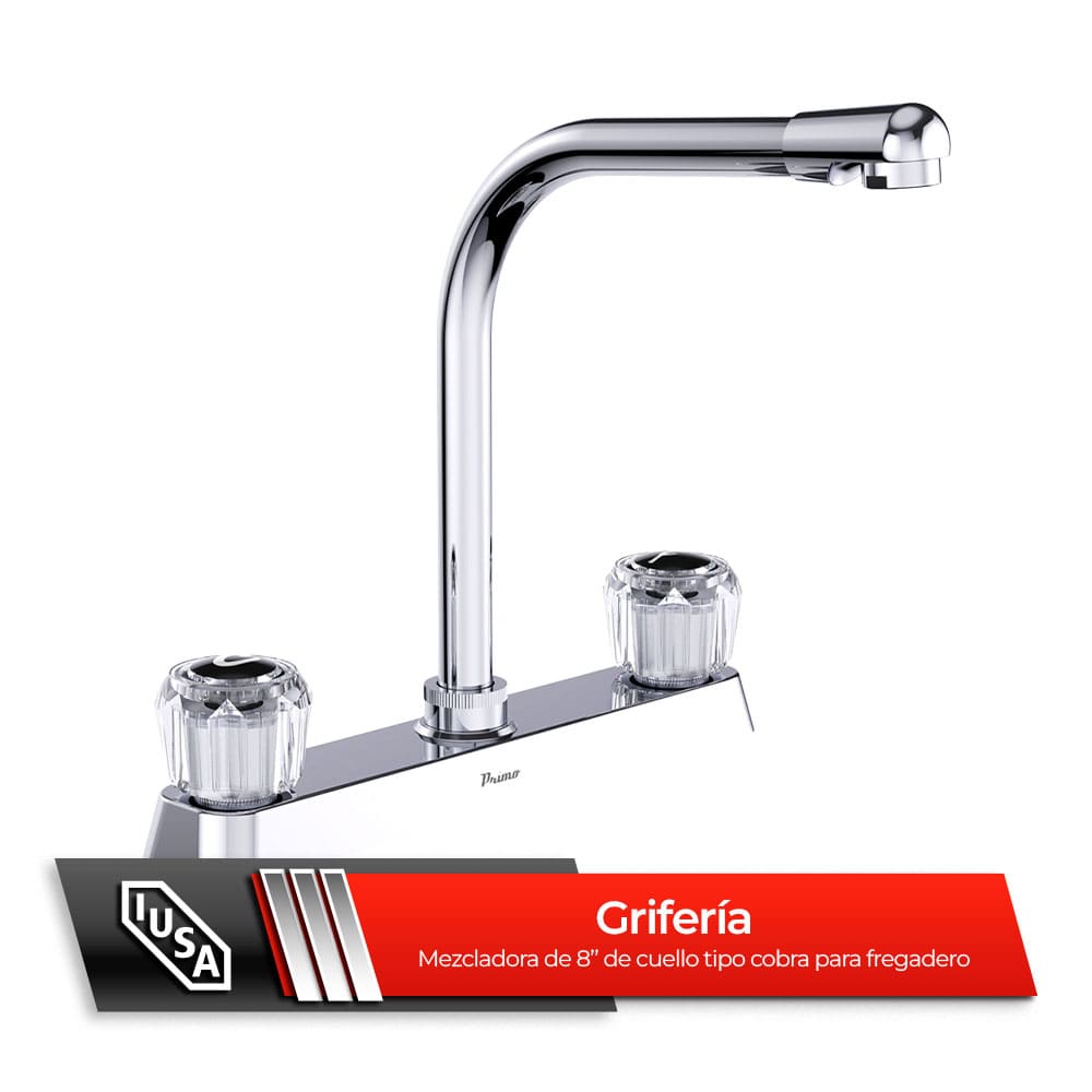 IUSA - Mezcladora de 8” para Cocina con Manerales Acrílicos, Primo Esencial, IUSA