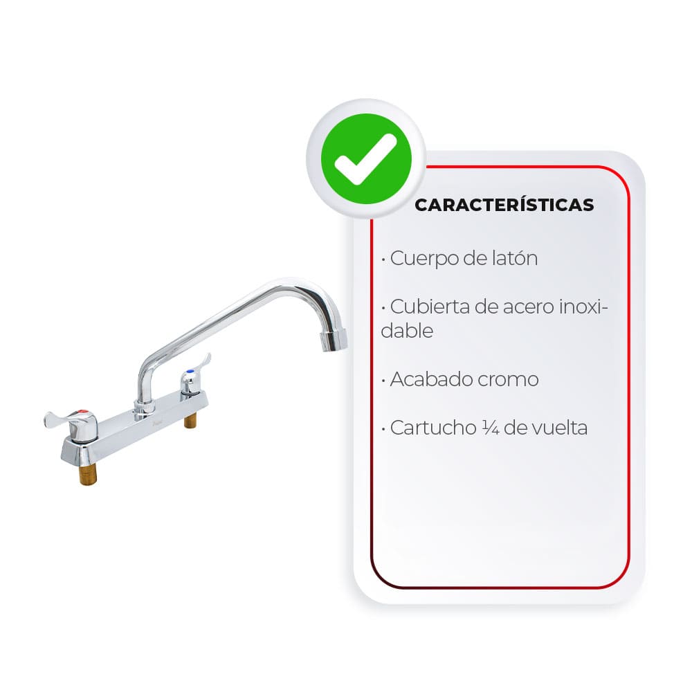 IUSA - Mezcladora de 8” para Cocina con Manerales de Palanca, Primo Esencial, IUSA