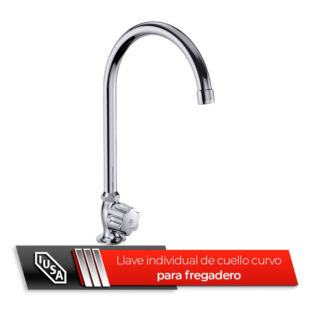 IUSA - Llave Individual para Cocina con Cuello Curvo, Primo Esencial, IUSA